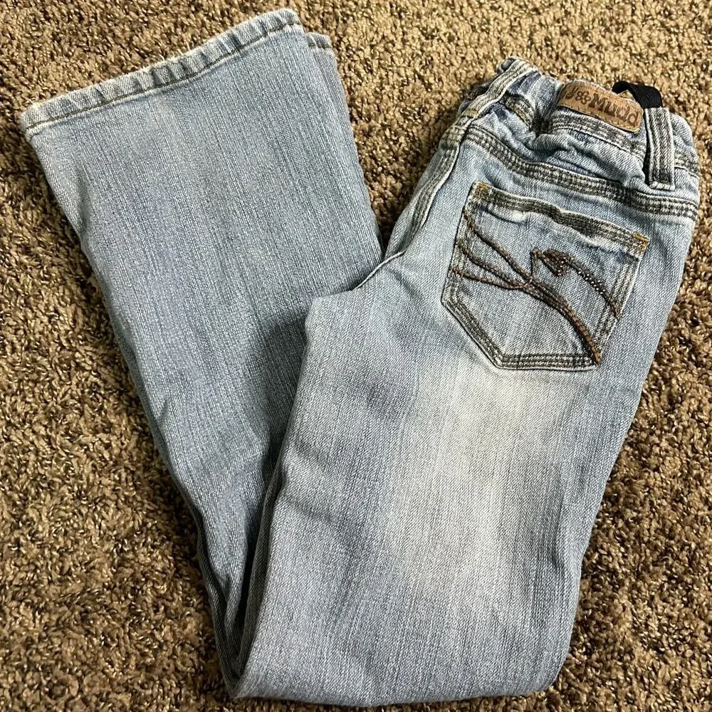 Vintage Y2K Girls Sz 8 Mudd Baby Flare Hippie Peace Sign Flare Jeans - Picture 14 of 16